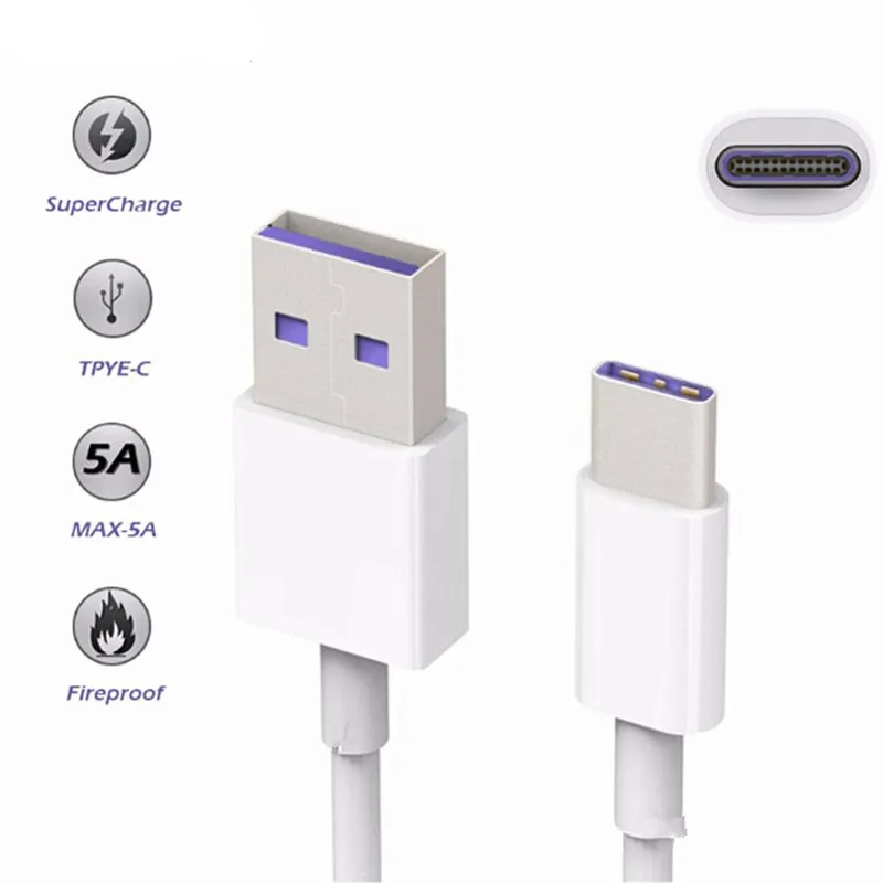 

For Huawei Supercharge Type-C Cable 5A Mate 20 Pro P20 Pro P10 Plus Honor V10 Fast Quick Charger Charge USB 3.0 Charging