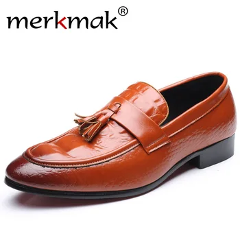 

Merkmak New Fashion Tassel Men Moccasins Shoes Genuine Leather Casual Loafers Slip On Outdoor Oxford Driving Shoes Spring Autumn