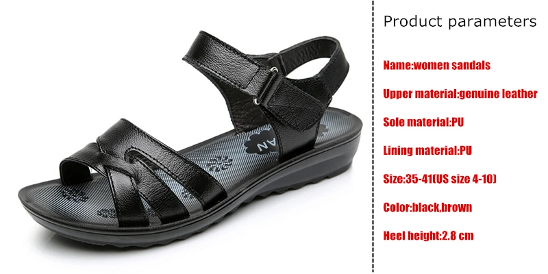 DONGNANFENG/Женская обувь для пожилых женщин; сандалии из натуральной коровьей кожи; летняя пляжная обувь из искусственной кожи; Классная Повседневная обувь; Размеры 35-41; HD-C12
