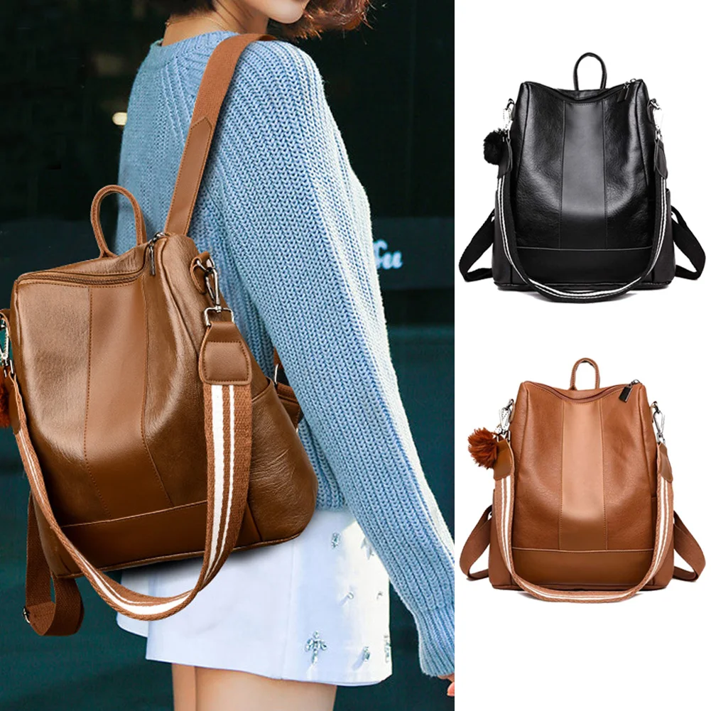 Модный женский рюкзак из искусственной кожи с защитой от краж, одноцветная школьная сумка в британском стиле, повседневная сумка на плечо