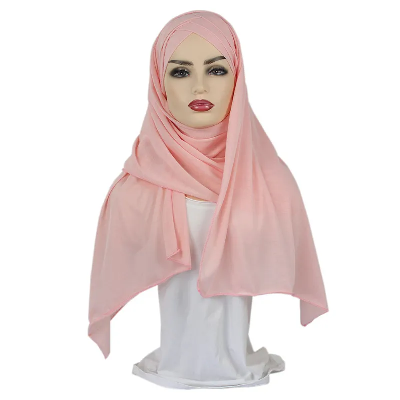 Для женщин однотонные мгновенный хлопкового трикотажа легкий Hijab шарф Мусульманский под шарфом полное покрытие Кепки Исламской Костюмы арабских Головные уборы - Цвет: 3