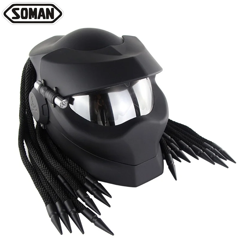 

Soman SM958 Predators Motorcycle Helmet Ironman Moto Cross Capacetes Full face Casco with Braids&Illumination lamp