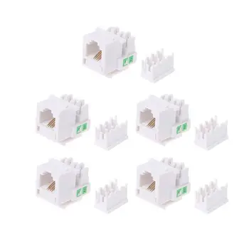

5Pcs Tool-free Telephone Module RJ11 Network CAT3 Voice Module Gold-plated Adapter Telephone Extender Keystone