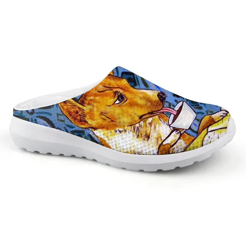 

New Summer Arrival multicolor Basenji Dog Print Female Flats Summer Women Casual Vogue Comfortable Lazy slippers Sandals Shoes