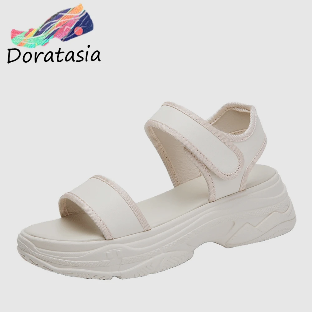 

DORATASIA New Sweet Concise Dad Shoes Platform Sandals Women 2019 Summer Split Leather Casual Women Wedges Shoes Woman