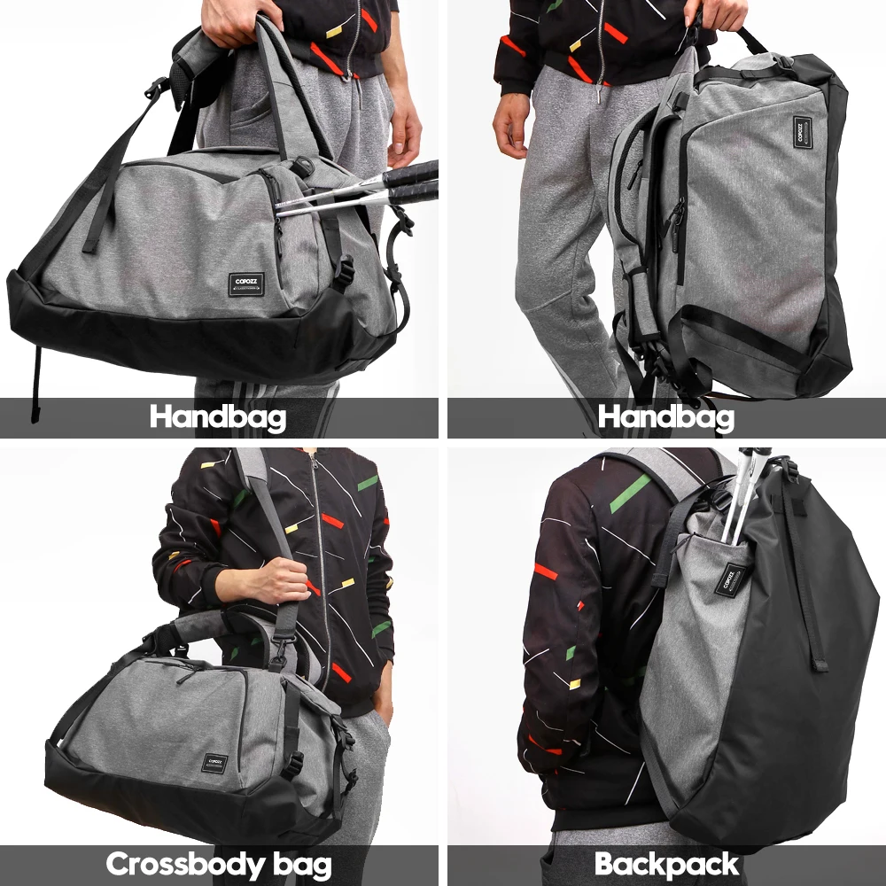 COPOZZ Sport Gym Bag 35-55L with Shoes Compartment Waterproof Bag Unisex Backpack Crossbody Support Durable Fitness Travel Bags
