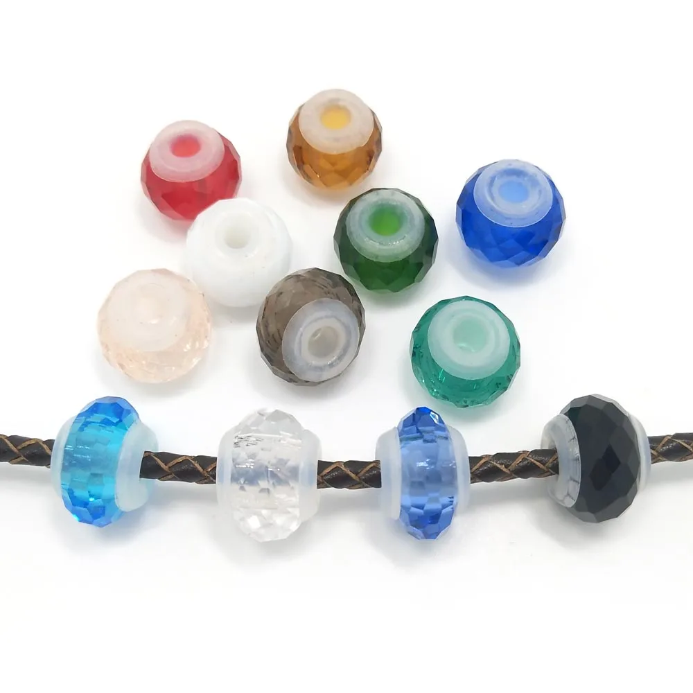 YIQIFLY free shipping 40pcs mix colors big hole crystal rubber stopper