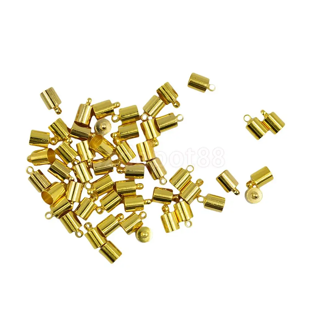 

50Pcs 6mm Brass End Caps Leather Kumihimo Rattail Cord DIY Jewelry Making Findings 3 Color