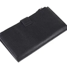 Большой Вместительный черный модный мужской кошелек из натуральной кожи клатч 8057A