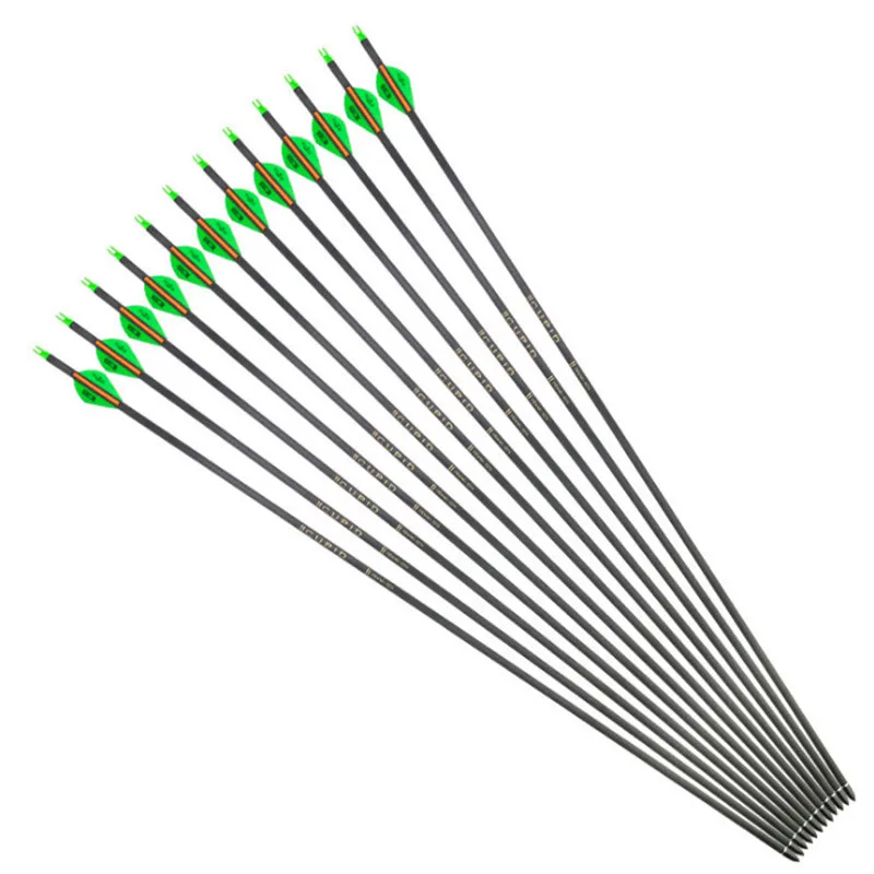 

6/12 / 24Pcs Pure Carbon Arrow OD7.6 mm Spine 300 with replaceable arrow composite/recurve bow archery