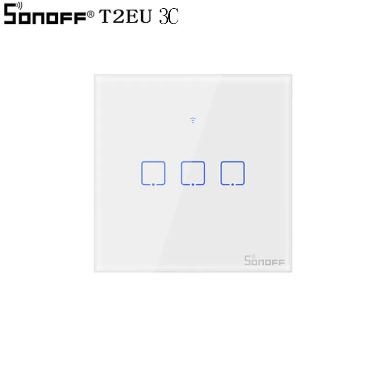 Sonoff T2 EU Smart Wifi настенный сенсорный выключатель света 1 банда 2 банды WiFi/433 RF/APP удаленный контроллер для умного дома работа с Alexa - Комплект: T2-EU-3C 1 pcs