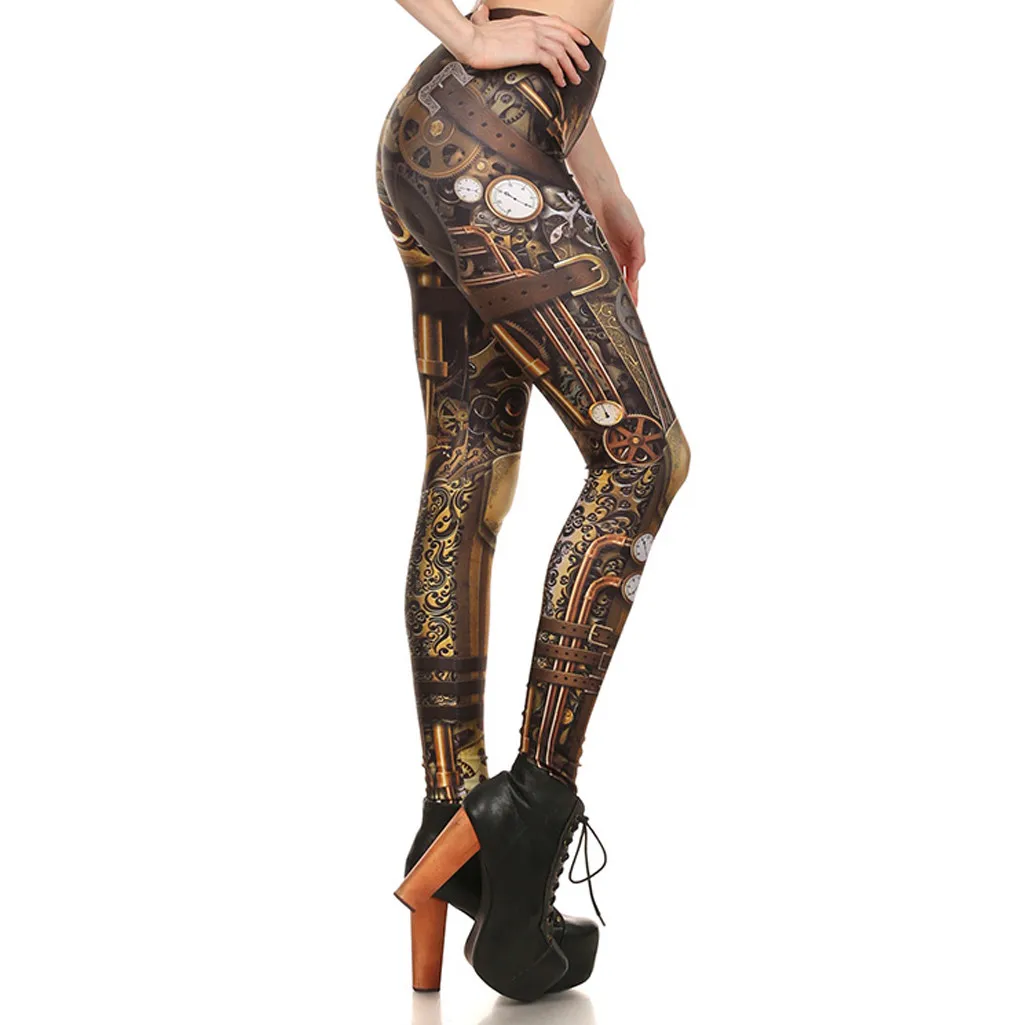 

Women Steampunk Retro Leggings Comic Cosplay Print Strerchy Skinny Pants High Waist Cool Leggins Women Clothes 2019 Large Size