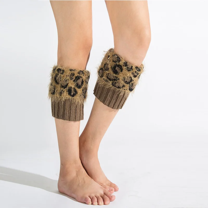 Leopard Fashion Women Leg Warmer Crochet Warm Short Boot Cuffs Women Knitted Long Socks Winter Warmer Leg Socks Elastic New  (13)