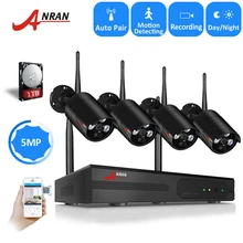 ANRAN 4CH wifi 5MP NVR комплект HD H.265 P2P камера безопасности системы 4 шт. 5MP Крытый Открытый Всепогодный ИК ночного видеонаблюдения камера системы