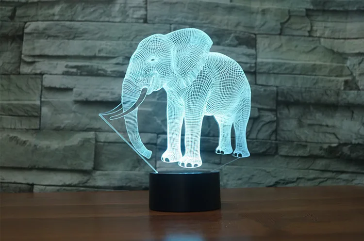 Elephant 3D лампа ночник семь цветов Животные Многоцветный RGB лампа Рождественский Декор Детские Подарочные игрушки сенсорный пульт дистанционного управления настольная лампа - Испускаемый цвет: Elephant
