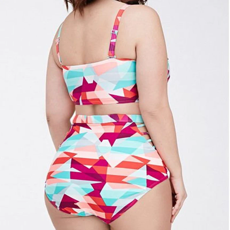 Online Frauen Plus größe 4xl Schwimmen Tragen für hohe taille print bikini set badeanzug badeanzug sexy Helle farben bademode schwimmen