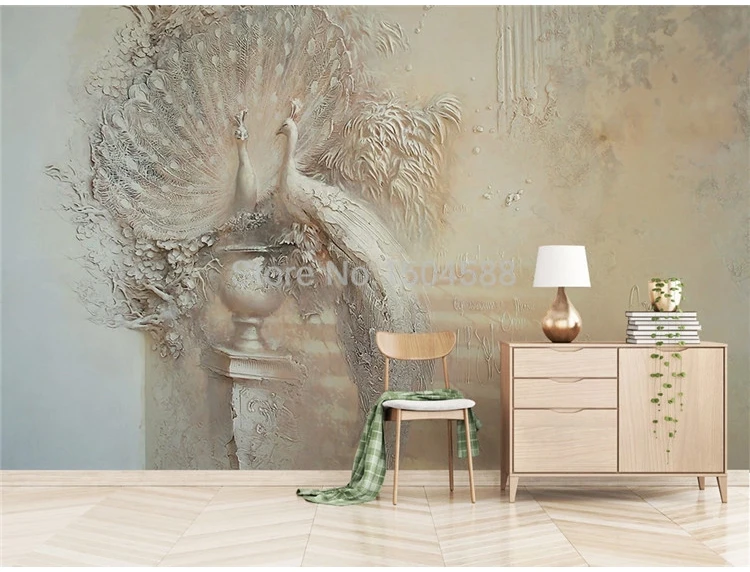 murais de parede de estilo foto de sala de decoração de papel de parede fresca