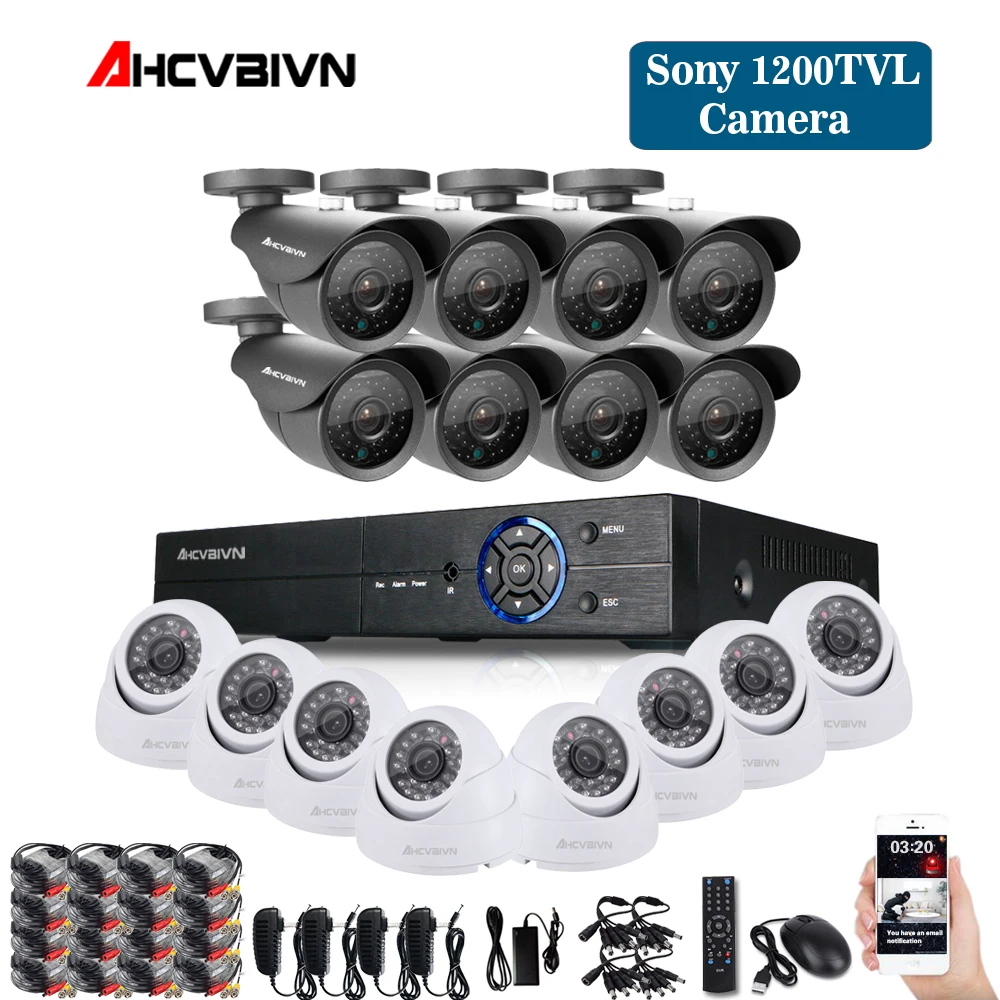  Home CCTV Security 16CH DVR Camera Video system 16pcs Sony 1200TVL Outdoor Weatherproof 3.6mm camer - 32985062183