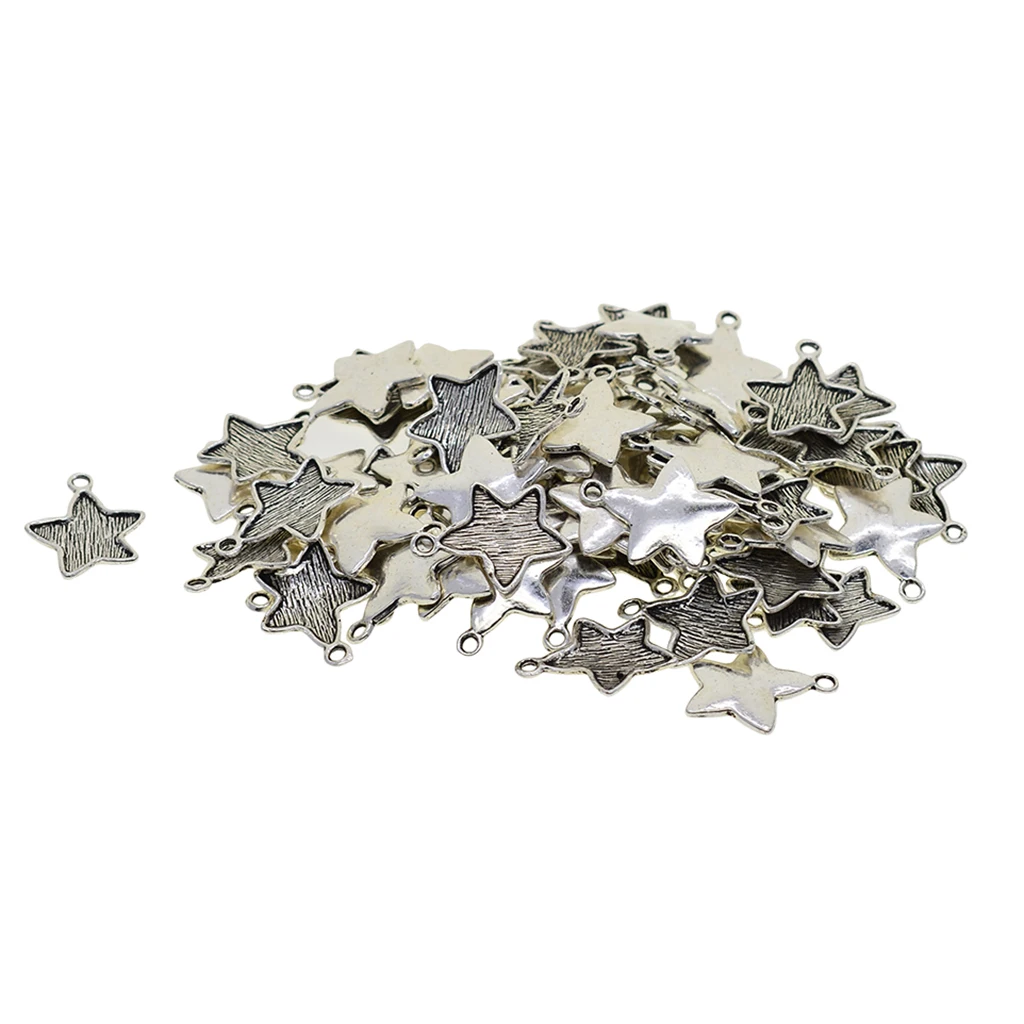 100pcs Antique Tibetan Style 20x15mm Alloy Star Pendant Cabochon Bezel Settings Trays Cabochon Frame DIY Jewelry Making Charms