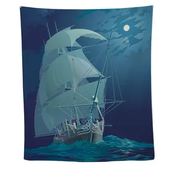 

Moonlight Sail Ship Wall Tapestry