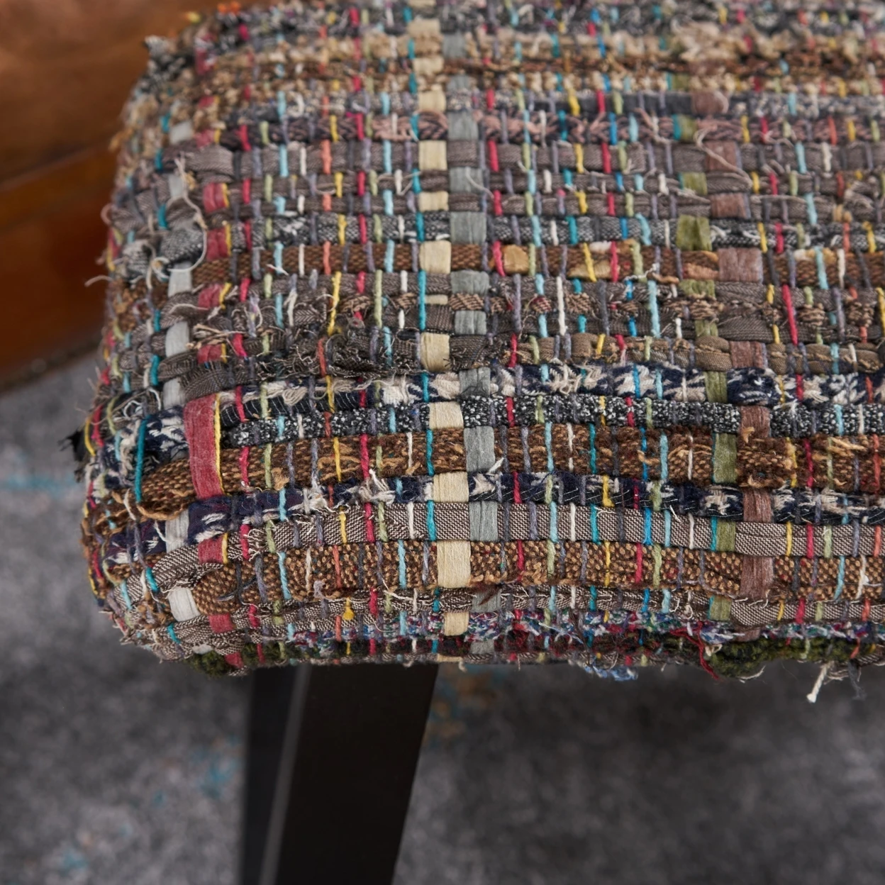 Reese Mixed Color Fabric Handmade Wood Stool (3)