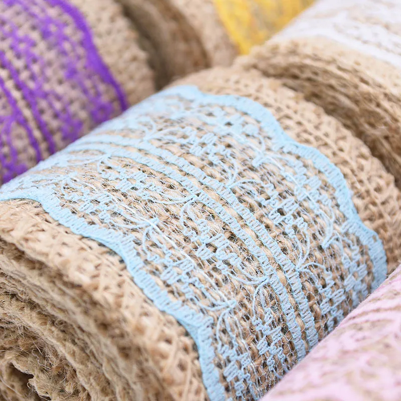 5M x 6CM Turquoise Jute Hessian Burlap Ribbon Vintage Decoration Sewing Craft