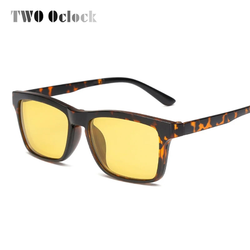 Два Oclock ультра-светильник TR90 квадратные поляризованные солнцезащитные очки на застежке для мужчин и женщин Магнитные очки по рецепту очки для близорукости L2202