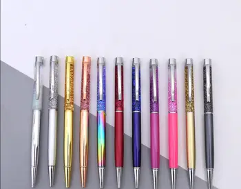 

new metal sparkling quicksand ballpoint pen school prize gift student ball roller pen oil into black office writing pen 30pc/lot