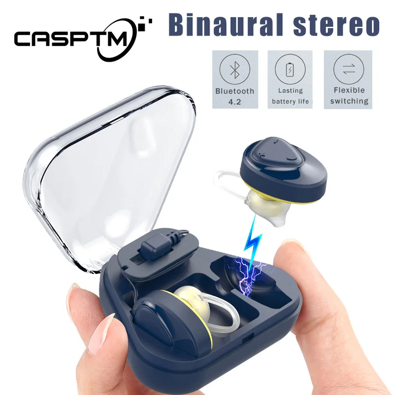 

CASPTM Bluetooth Headphones Wireless Earphone 3D Stereo Ear Hook Sports Earpiece Bluetooth 4.2 Headset 700mAh Charge Storage Box
