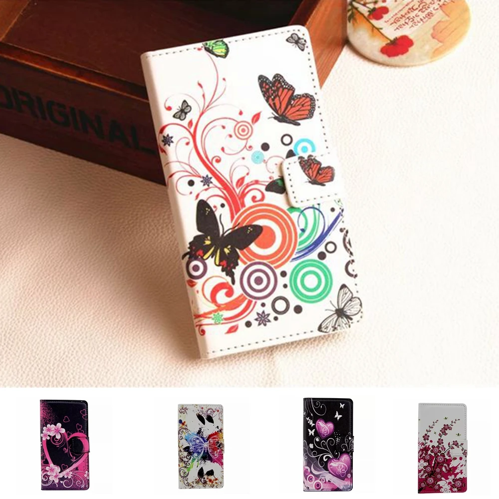 

Flower Leather Phone Case For Lenovo A5000 A 5000 Cases For Lenovo A5000 Cover Shell Stand Fundas Pattern Bag Wallet Card Holder