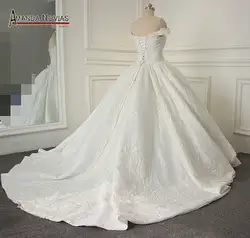С открытыми плечами бретели для нижнего белья бальное платье Атлас Кружево полный бисер арабский свадебное реальные фотографии 100%