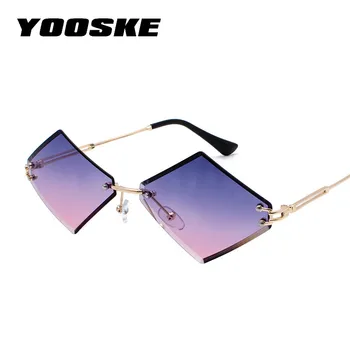 

YOOSKE Vintage Rimless Sunglasses Women Irregular Designer Metal Sun Glasses Men Retro Frameless Gradient Sunglass Pink Blue
