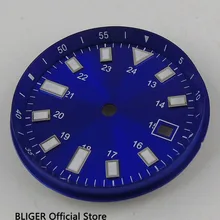 33 мм окно даты синий циферблат белые светящиеся знаки цифры Циферблат подходит для ETA 2824 2836 MIYOTA 82 серии автоматическое движение