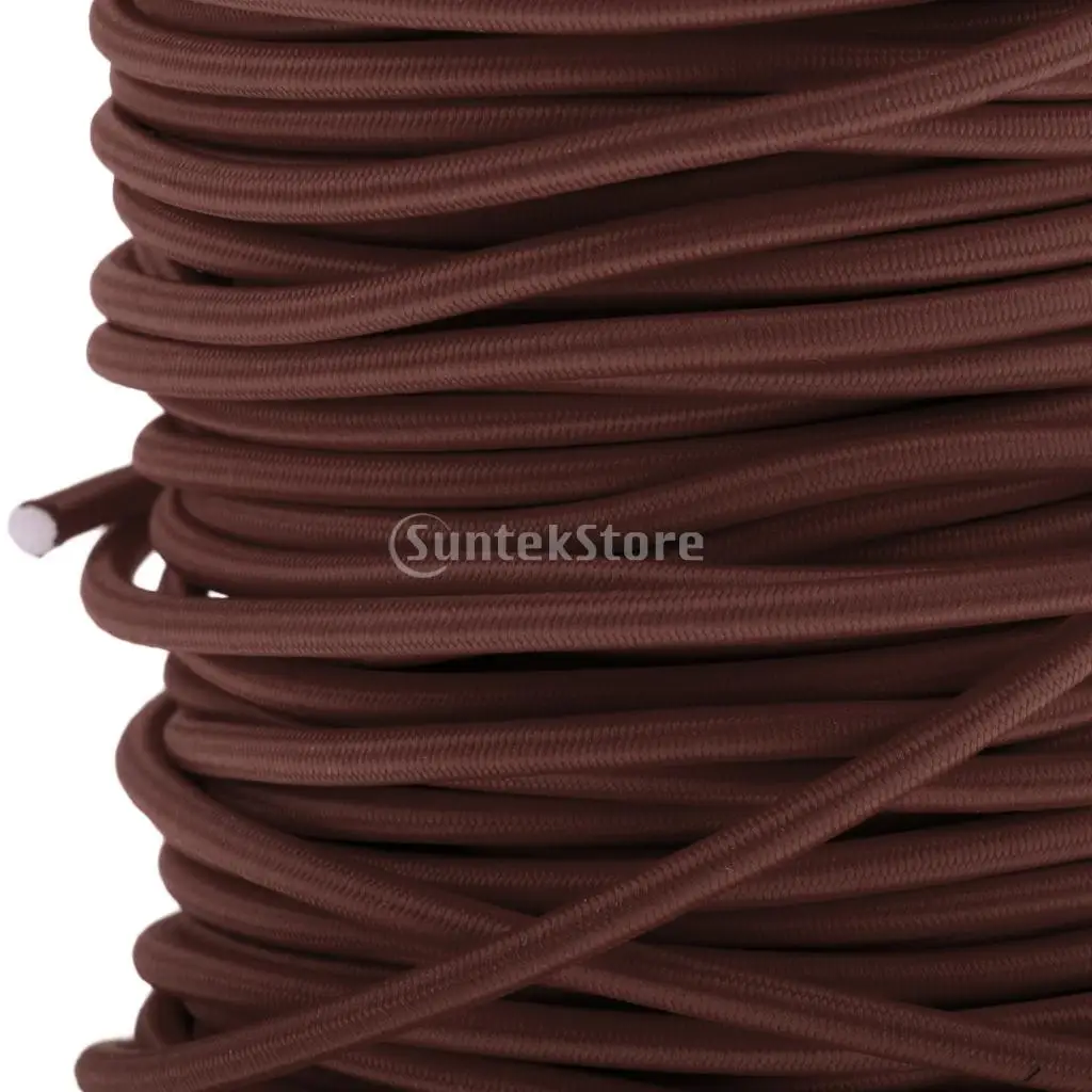 Coffee Color 0.5m - 100m 3mm Marine Elastic Bungee Rope Shock Cord - Car Truck Roof Racks Trailers Boats Kayaks Tie Down