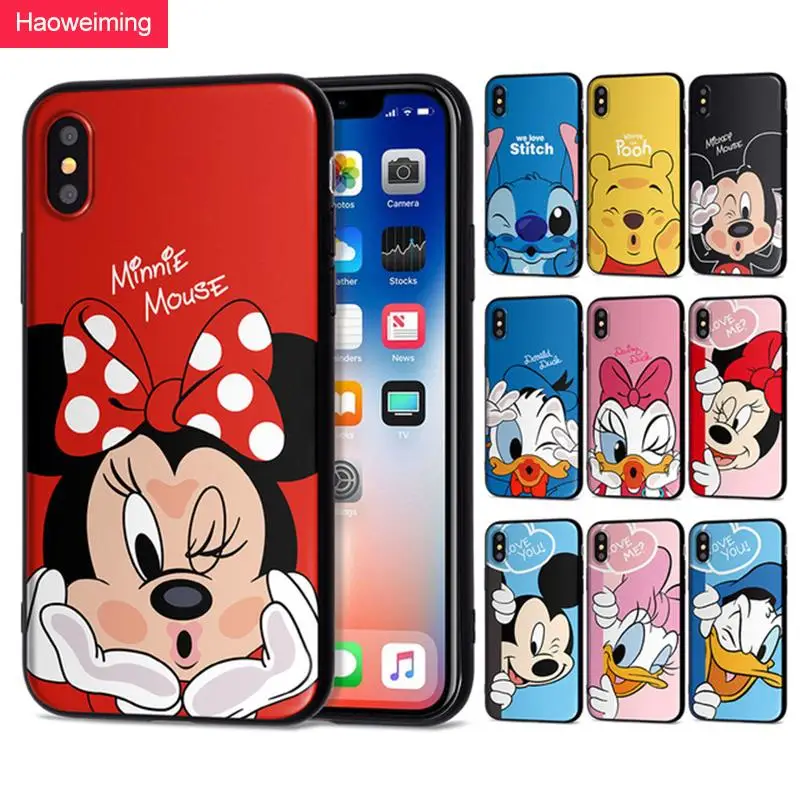 

For Funda iPhone X Case Mickey Minnie Dise Cover 5 S 6 6S 7 8 Plus X XS Max XR Cute Cartoon for iPhone 7 Case for Capa iPhone 8