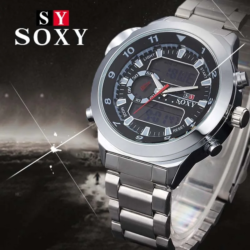 

2017 SOXY Luxury Watch Fashion Full Steel Digital Watch Men Watch Military Sport Watches Hour Relogio Masculio Reloj Hombre
