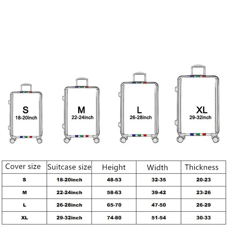 Толстый дорожный костюм чехол защитный чехол на чемодан чехол Аксессуары для путешествий Эластичный Чемодан пылезащитный чехол для 18 ''-32'' чехол для костюма