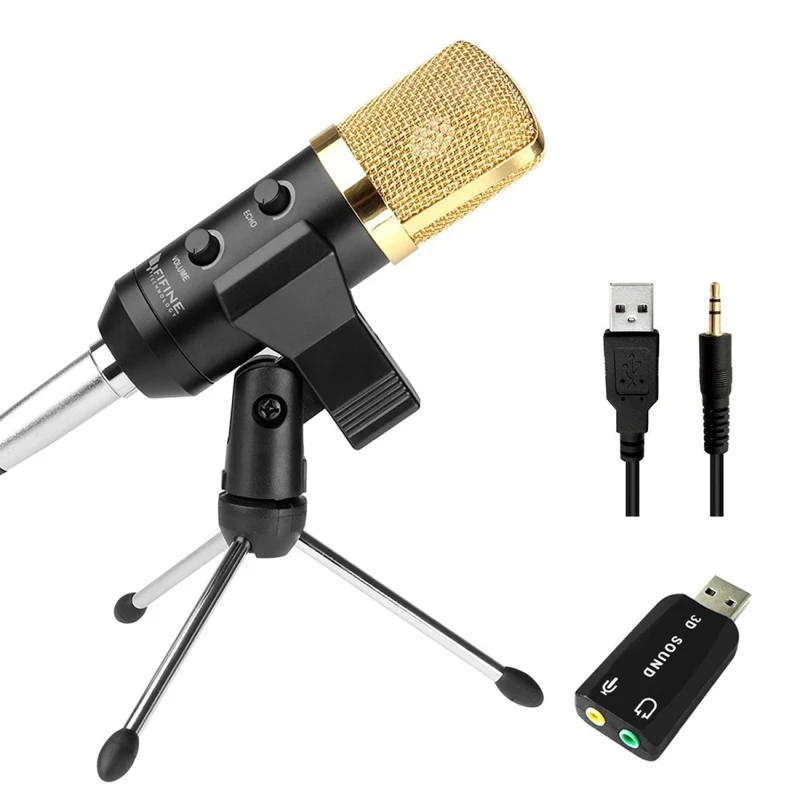 

HAWEEL 2.5m Home KTV Handheld Mic Universal Sound Recording Microphone with Tripod Stand, Compatible with PC and Mac for KTV etc