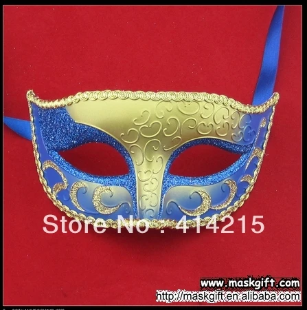 Новое поступление темно-синяя и Золотая Венецианская Маскарадная маска дизайн