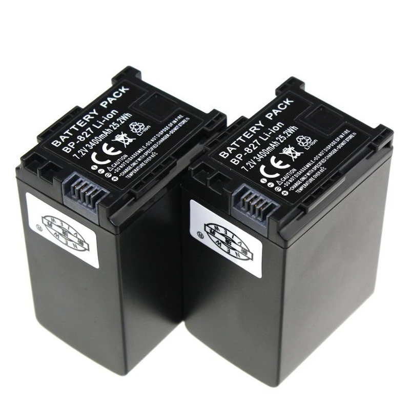 

Digital Boy 2pcs 7.2V 3400mAh BP-827 Li-ion Camera Battery For Canon Camera Camcorder HF100 HF200 HG20 HFS200 HFS100 M300 HFM400