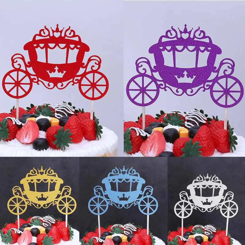 Glitter Cake Topper Pumpkin Car Cake Cupcake Topper Wedding Cake Insert Flags For Kids Birthday Party Cake Toppers Decor 9 style