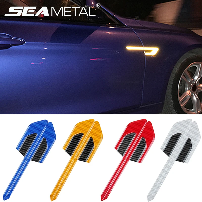 

Carbon Fiber Reflective Safety Sticker Car Tape Film Stickers Door Warning In Dark Strip Luminous Universal Auto Accessories