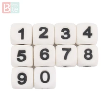 Chunk Bites 10PCS Silicone Beads Digital 12mm Diy Child Teething Necklace Pacifier Chain Meals Grade BPA Free Child Teether