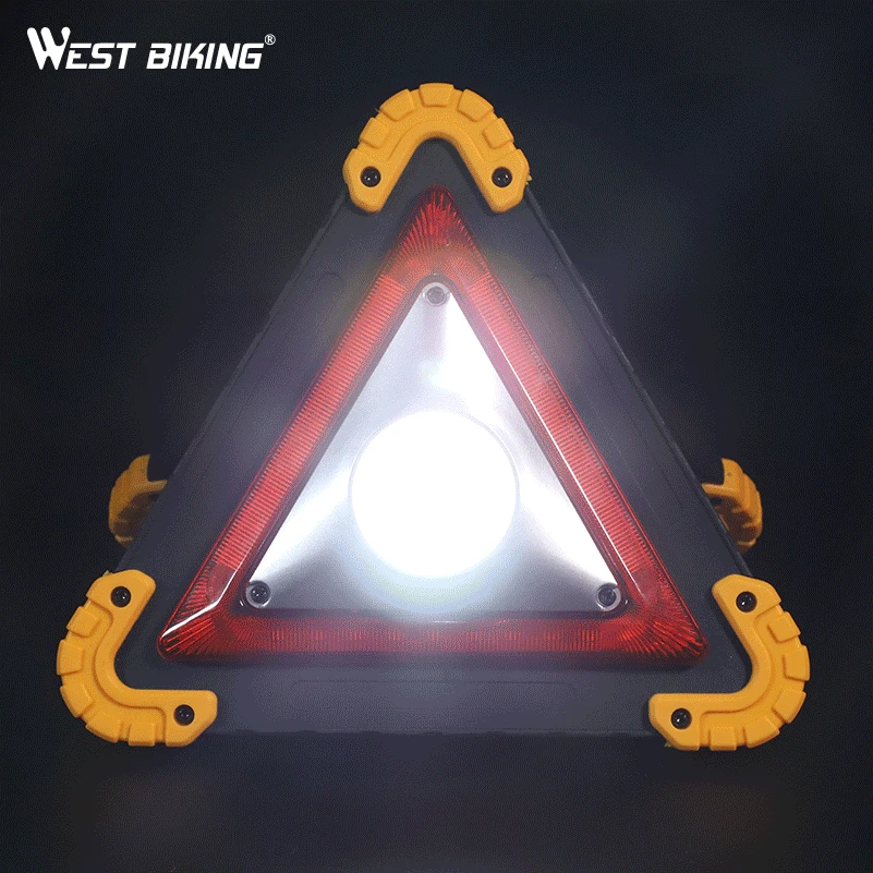 WEST BIKING Многофункциональный Портативный Треугольники сигнала Предупреждение светильник Перезаряжаемые светодиодный уличный светильник ing инструмент Отдых на природе Ручка точечный светильник