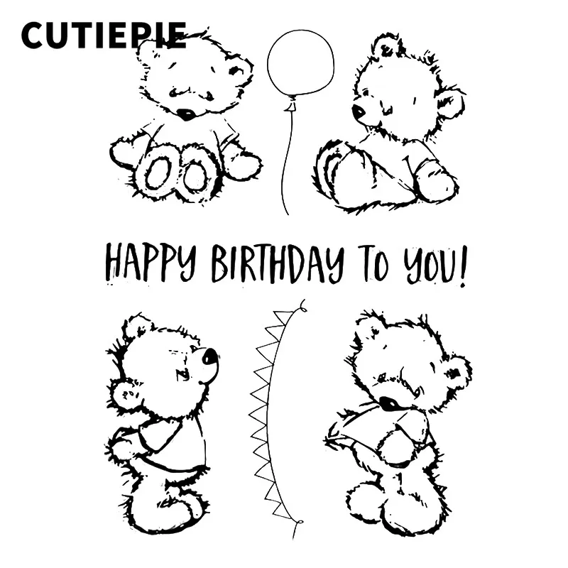 

Cute Bear with Balloon Transparent Clear Stamps for Scrapbooking DIY Photo Album Embossing Folder Paper Stencils Decor Supplies