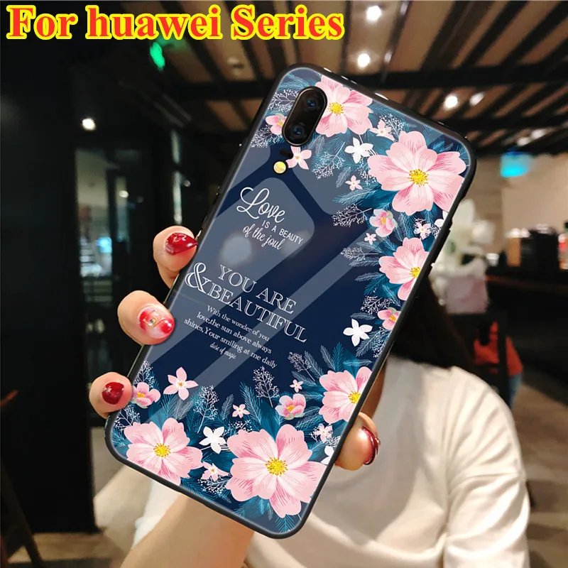 

Abay Tempered Glass Phone Case For Huawei P20 Mate 10 20 Lite Pro P Smart Nova 3i Stained Glass Cover For Honor 8X 10 Nova 3