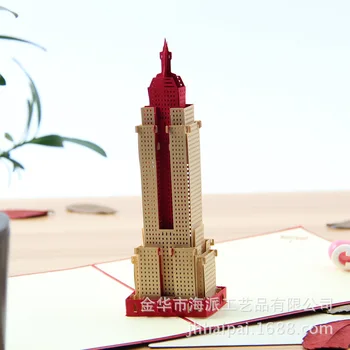 

Factory direct The Empire State Building 3D stereo creative building paper cards hollow scenic tourism postcards