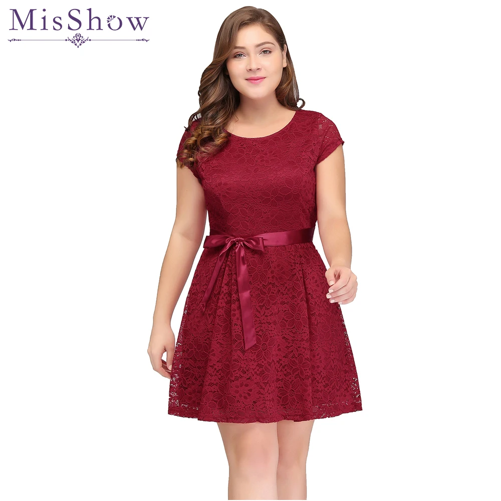 Cheap short evening dress plus size Women Sexy A line 2018 Lace Red