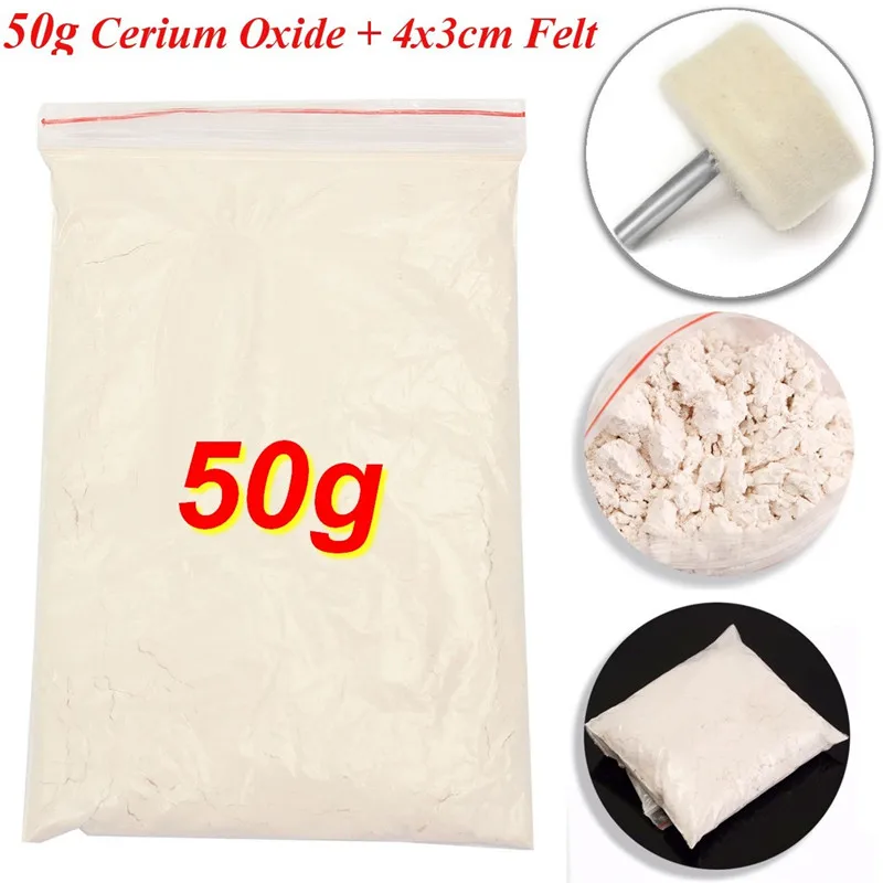 

50g Cerium Oxide Glass Polishing Kit + Felt Remove Windscreen Wiper Scratches Watch Glass Polishing Kit Glass Cleaning Tool