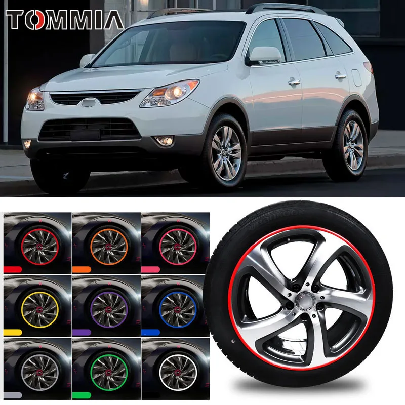 

8M Car Wheel Hub Rim Edge Protector Ring Tire Strip Guard Rubber Decals For Hyundai Veracruz